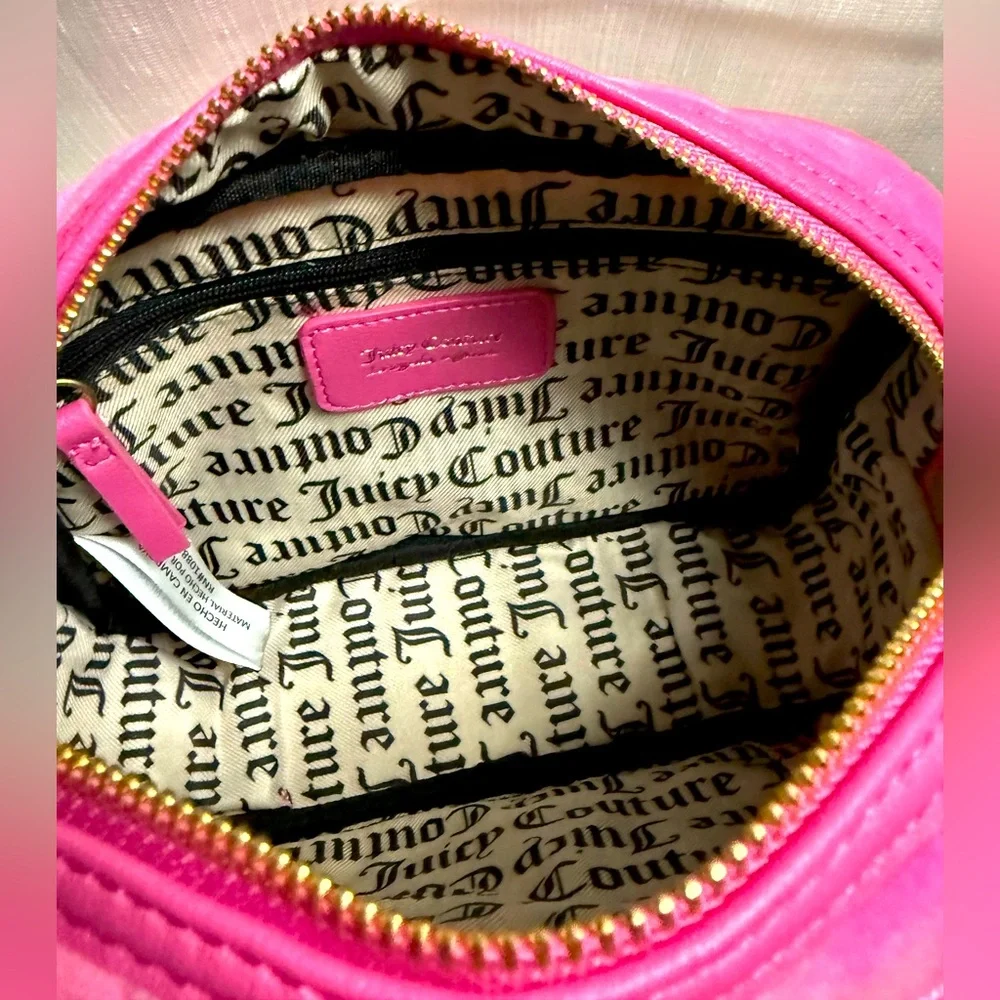 NEW Juicy Couture Fuzzy Hot Pink Quilted Crossbody Bag